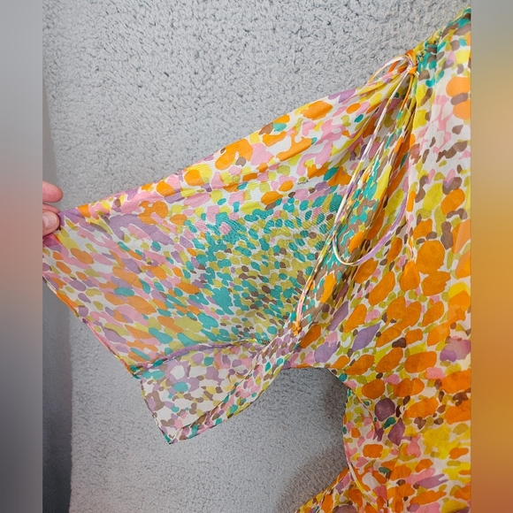 Milly Womens Silk Pastel Confetti Blouson & Matching Tank Under Sz 10 V/Neck - Picture 5 of 15